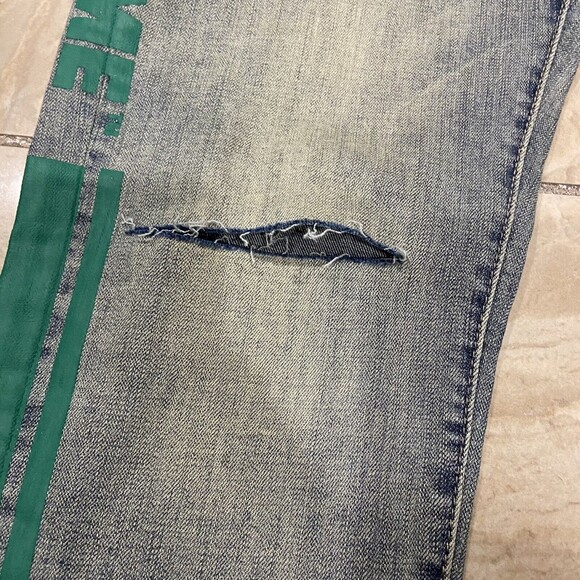 Homme Femme Jeans Mens 36 Blue Skinny Slim Cotton Distressed Denim - Picture 4 of 7